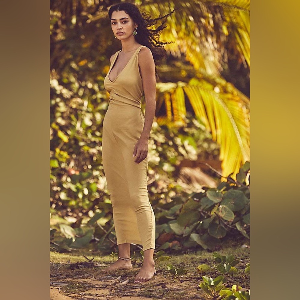 Free People Beach Lyla Midi Dress NWT Sungold